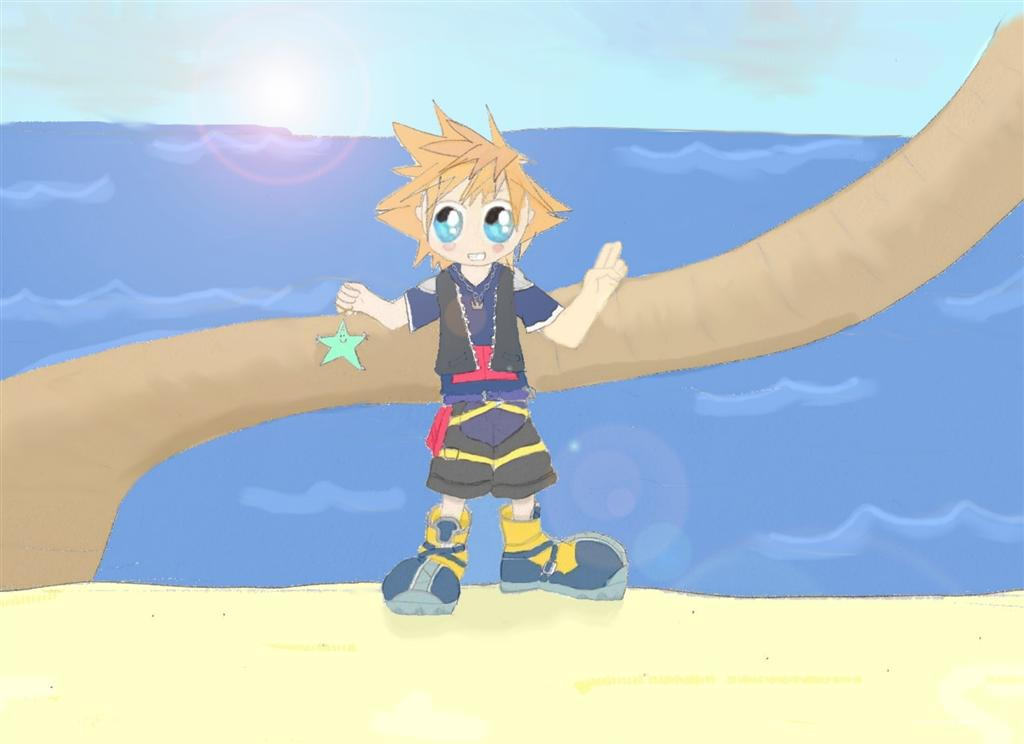 Sora on the Beach by lady-leliel on DeviantArt