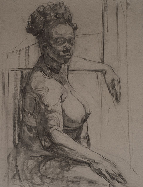 Charcoal on paper life drawing