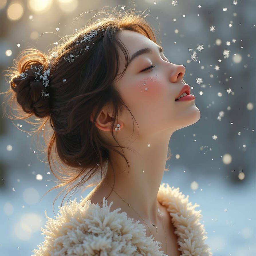 Snowflake Woman woman feels snowflakes on her face by noart62 on DeviantArt