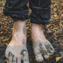 My feet covered in mud