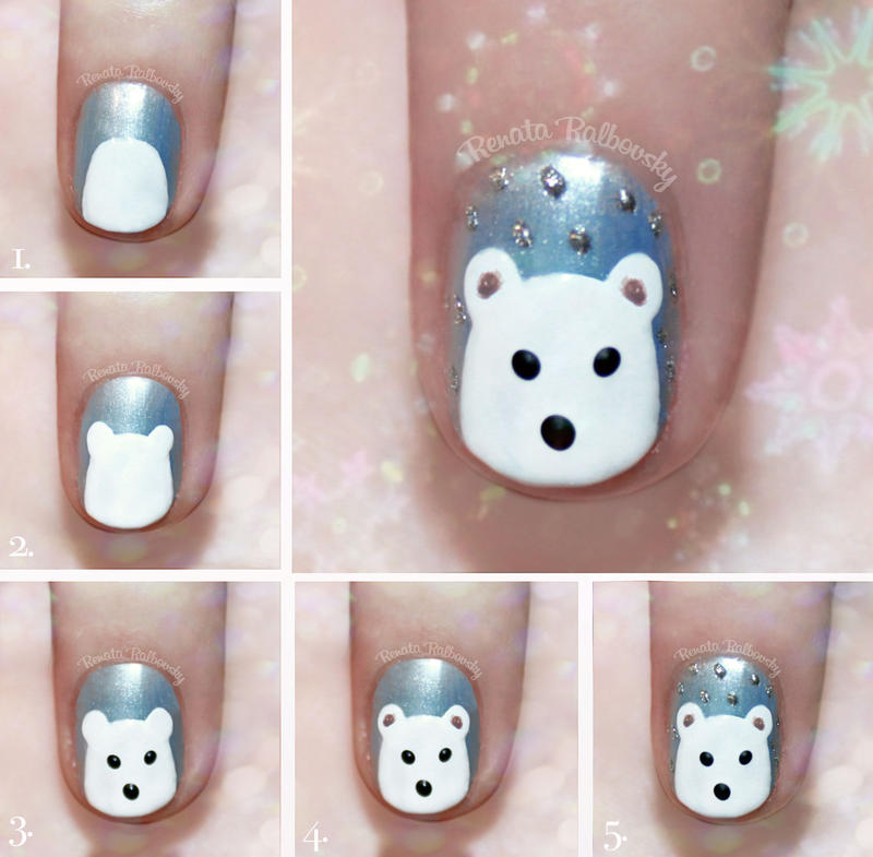 Cute Polar Bear Nail Art Tutorial By