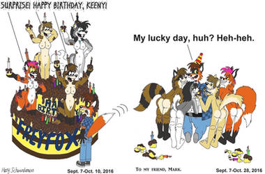 Happy birthday, KeenyFox. Birthday Suit Surprise!  by OliverRed