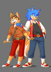 Anthro Sonic and Tails