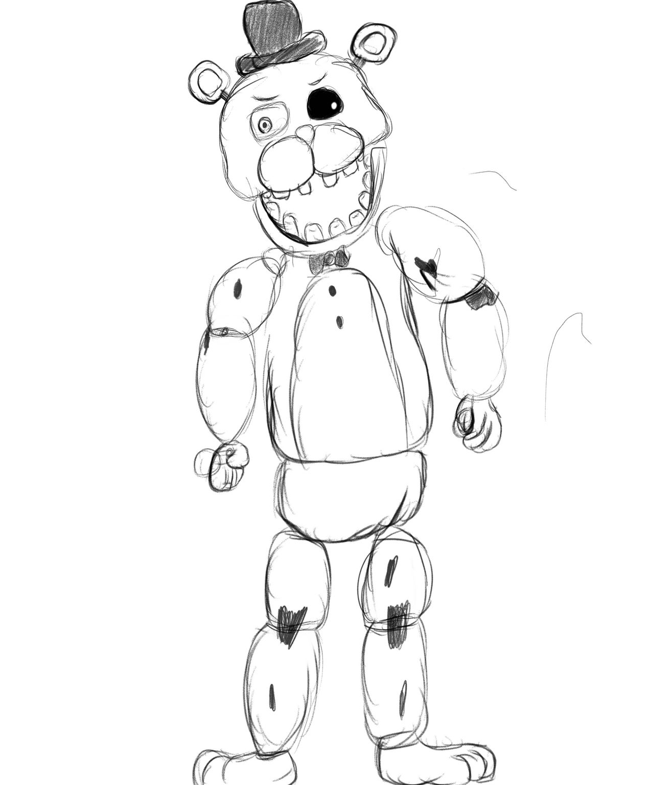 How to draw Withered Freddy (FNaF) - SketchOk