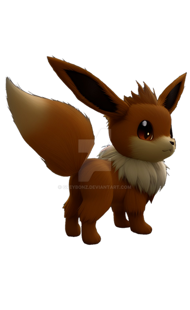 Cute realistic eevee pokémon creature, adorable face, macro, high  resolution, grayscale, stunning 3d render