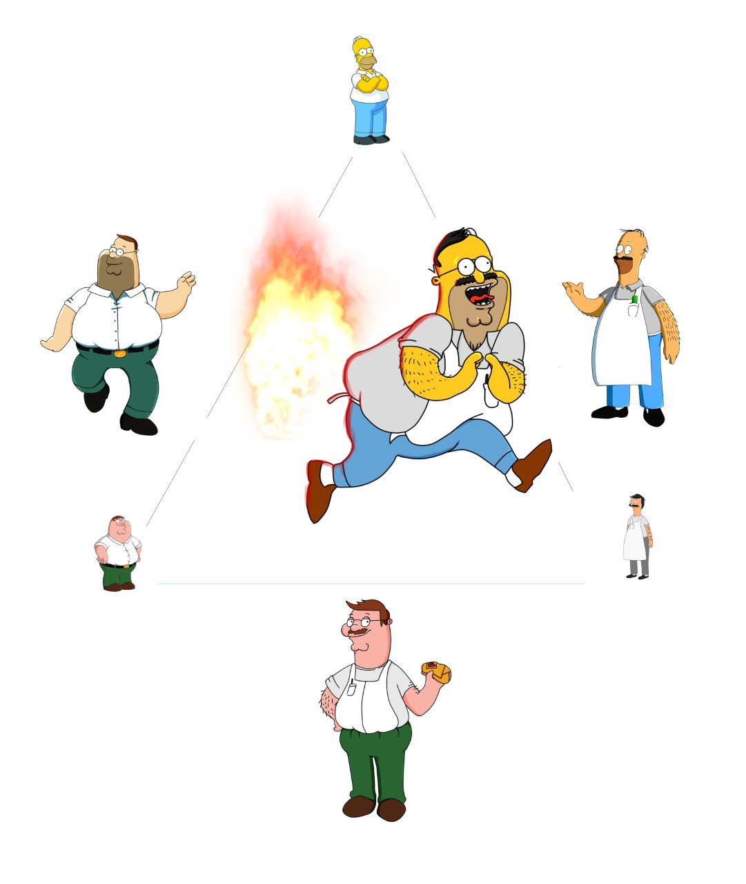 Homer Simpson + Peter Griffin + Bob Belcher