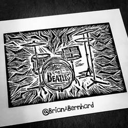 Ringo Starrs Beatles Era Drum Kit, A Linocut
