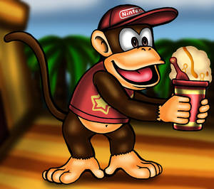 Diddy Kong with peanut butter ice cream