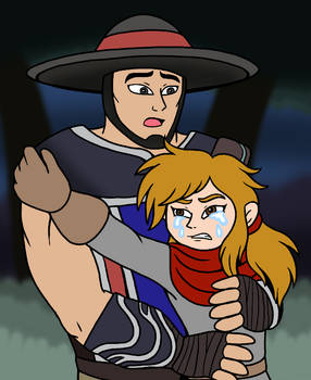 Kung Lao comforts Aiko Krackle