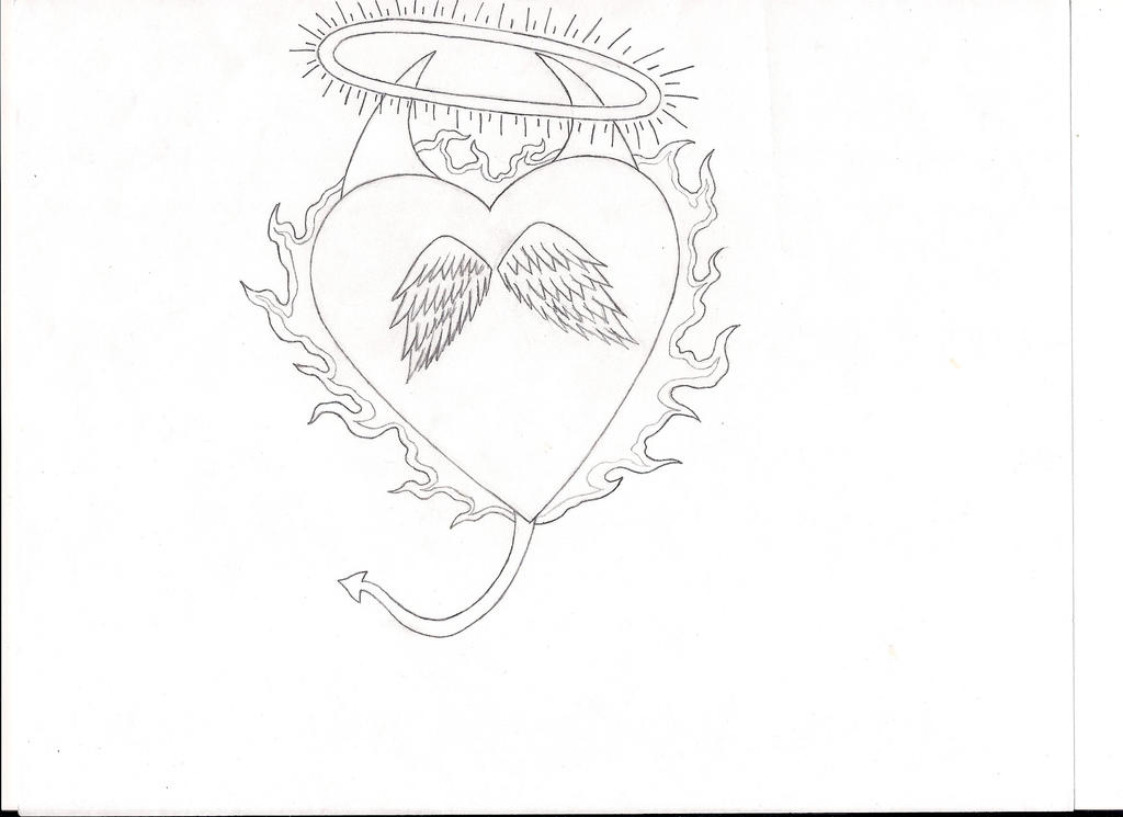 Angel and demon Heart Tattoo by badLITTLEgabby on DeviantArt