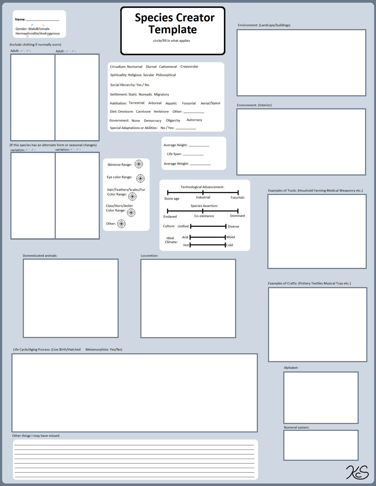 Species Creator Template By Crestles On DeviantArt