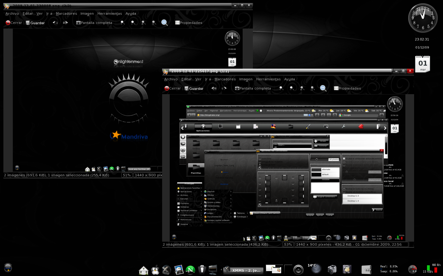 E17 Desktop Mandriva Black