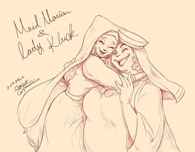 Maid Marian and Lady kluck