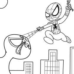 Little Spidey shunting up Venom line art