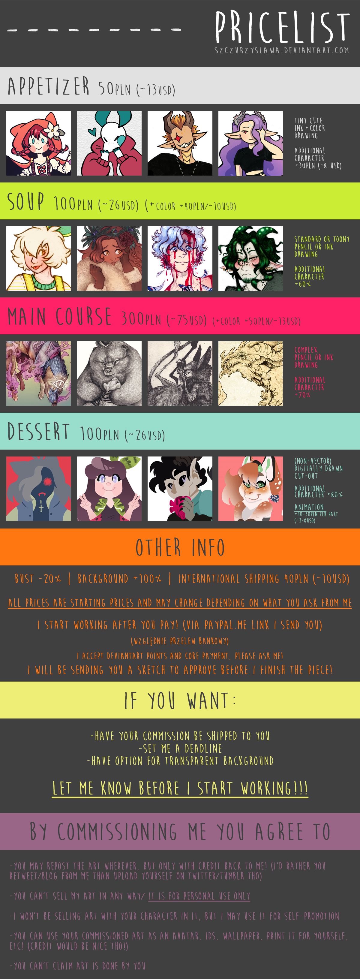 Commissions OPEN - PRICELIST