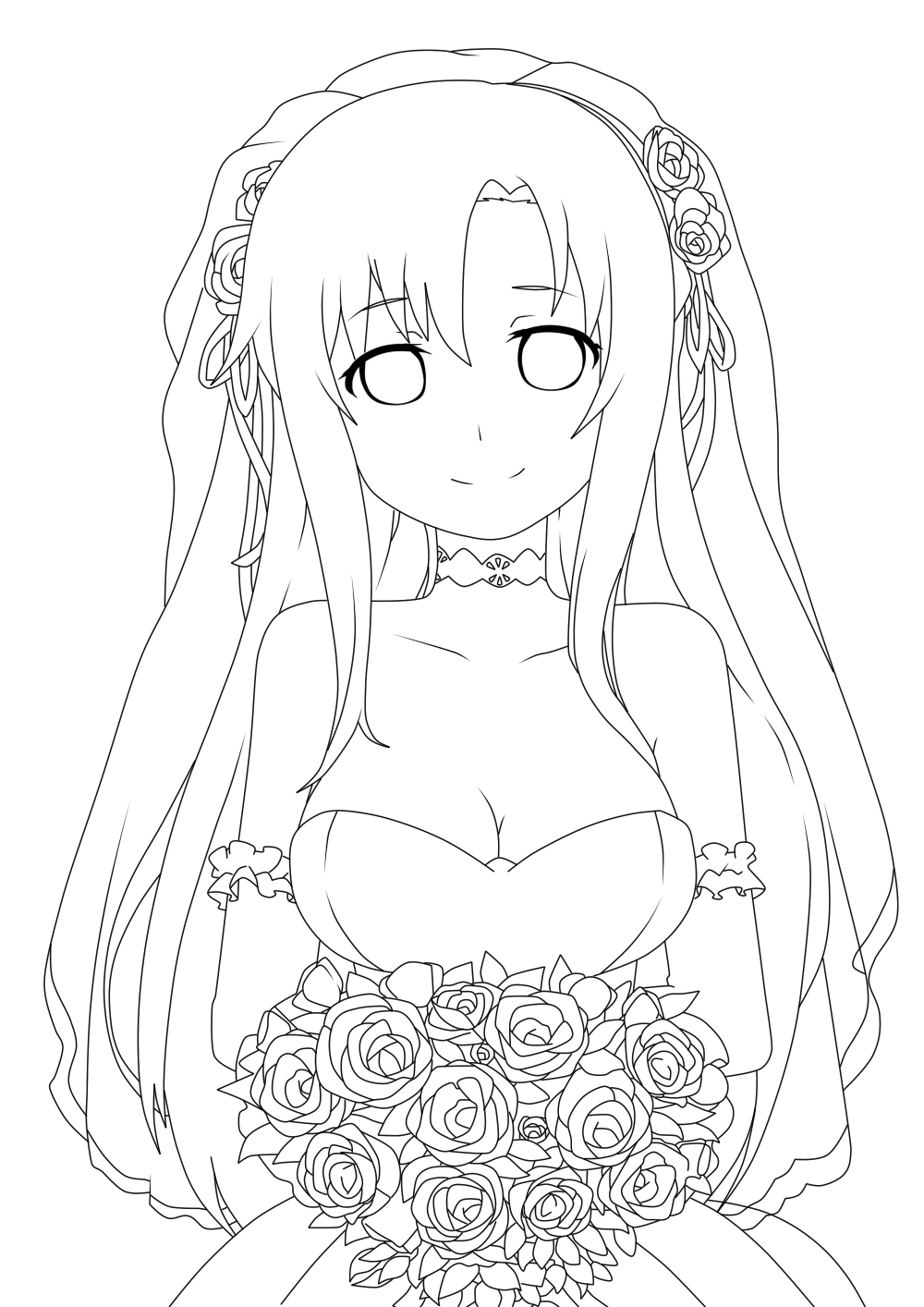Sword Art Online Asuna Dress Wedding Lineart by ...