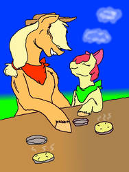 me and my sister eating apple pie(color)