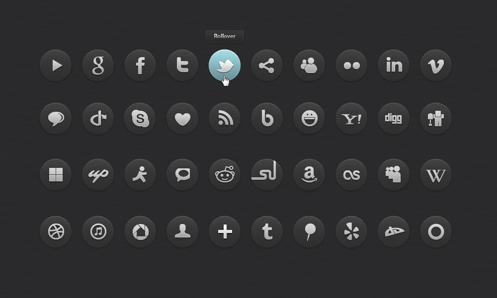 Free Dark Social Icons Set by Pixeden
