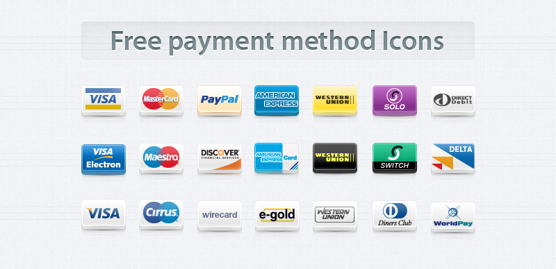 Free Payment Method Icons Set by Pixeden