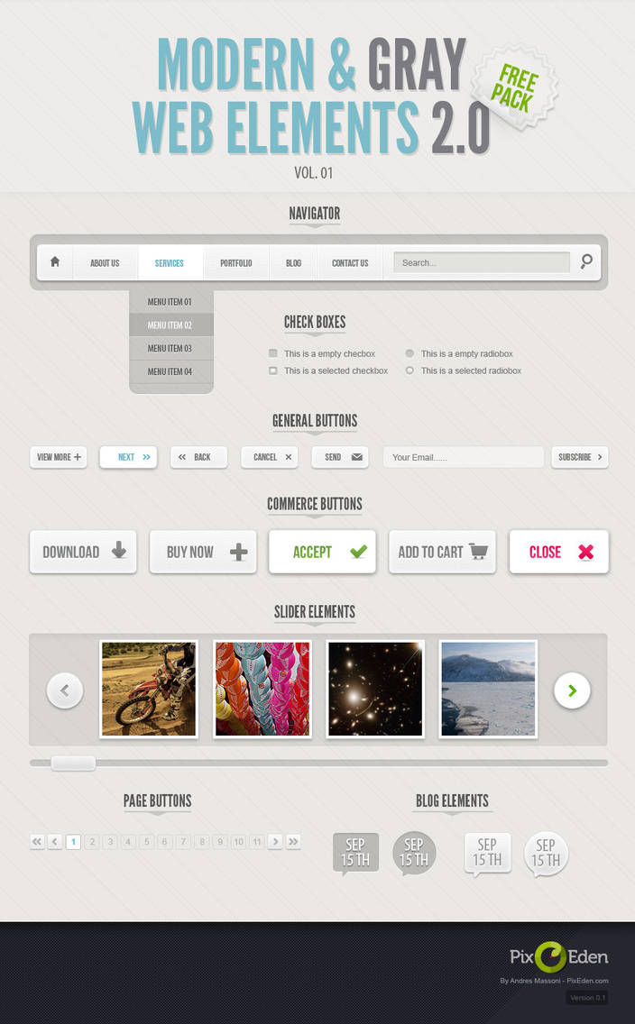 Free Classic Grey Web UI by Pixeden on DeviantArt