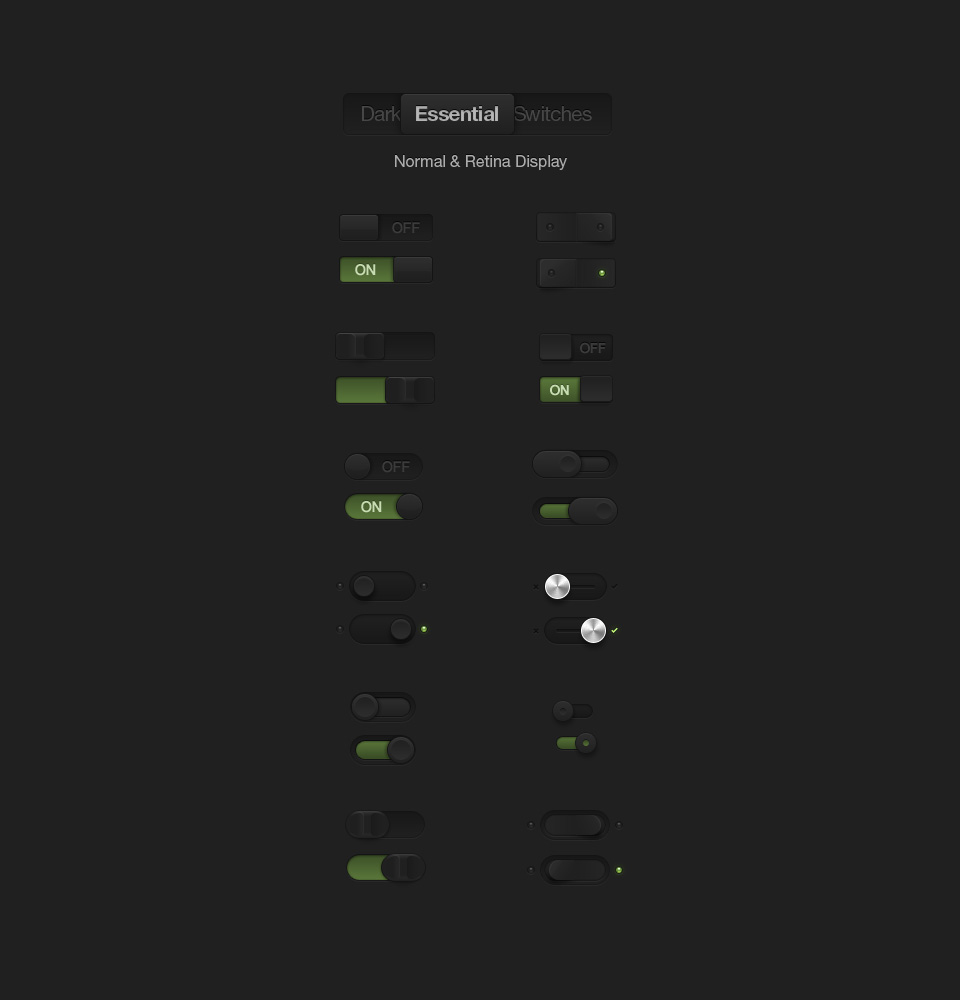 Free Dark Essential Switches Psd