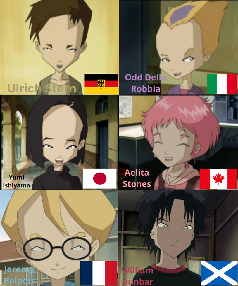 Code Lyoko Character Nationalities by DarthBladerPegasus on DeviantArt