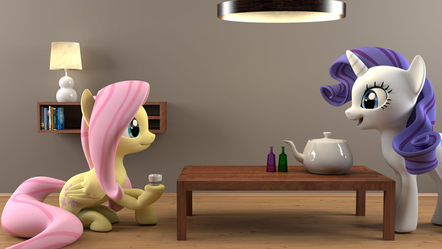 Rarity And Fluttershy Meeting For Some Tea By Pyr0cat On Deviantart