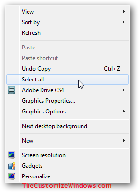 Right click select all option