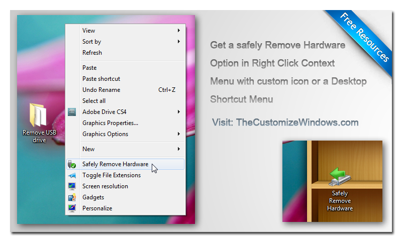 Safely remove hardware option