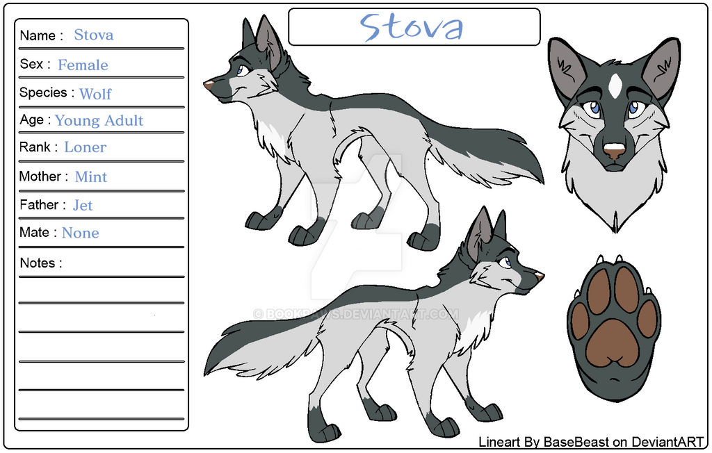 Stova Wolf Fursona Reference Sheet by BookPaws on DeviantArt