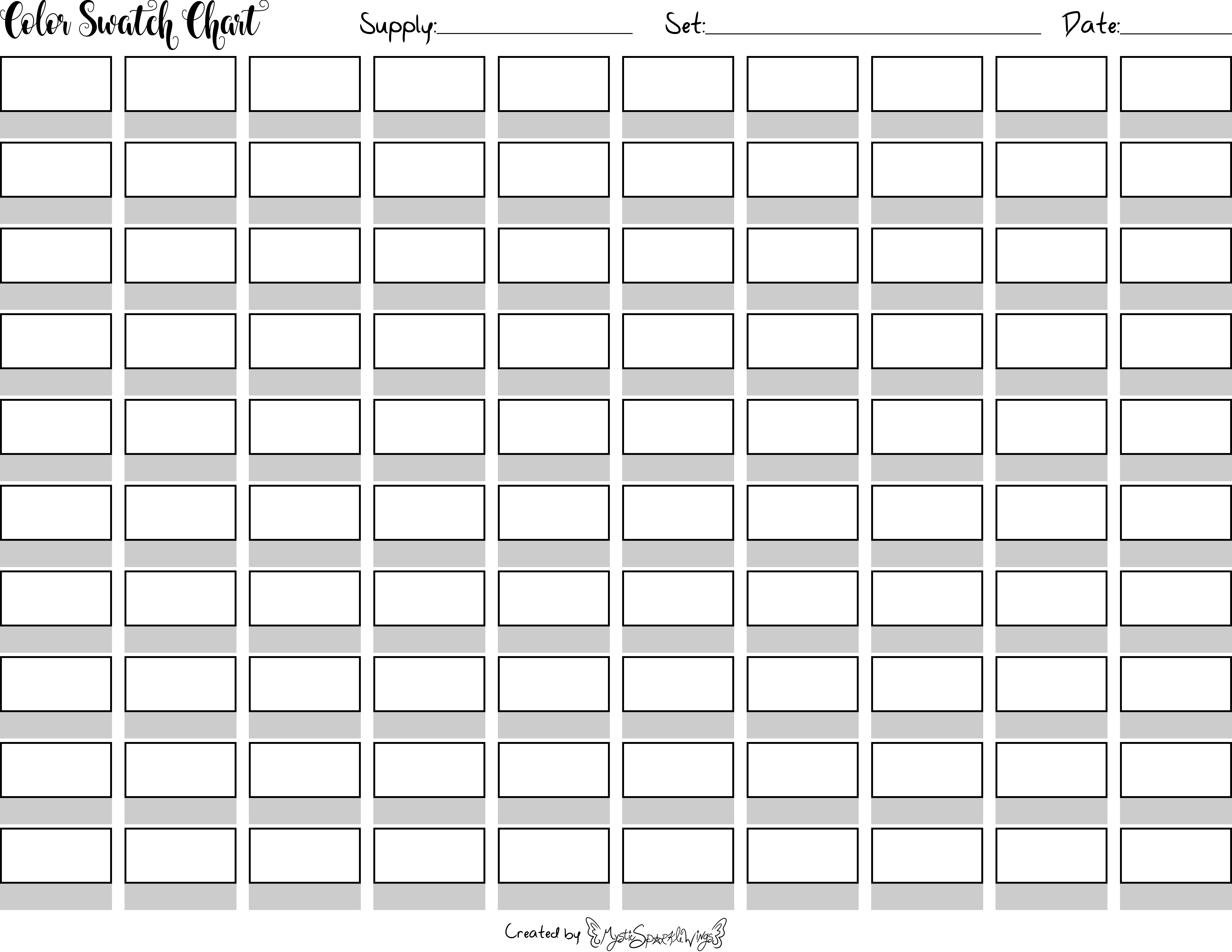 100 color swatch chart - no number boxesmysticsparklewings on