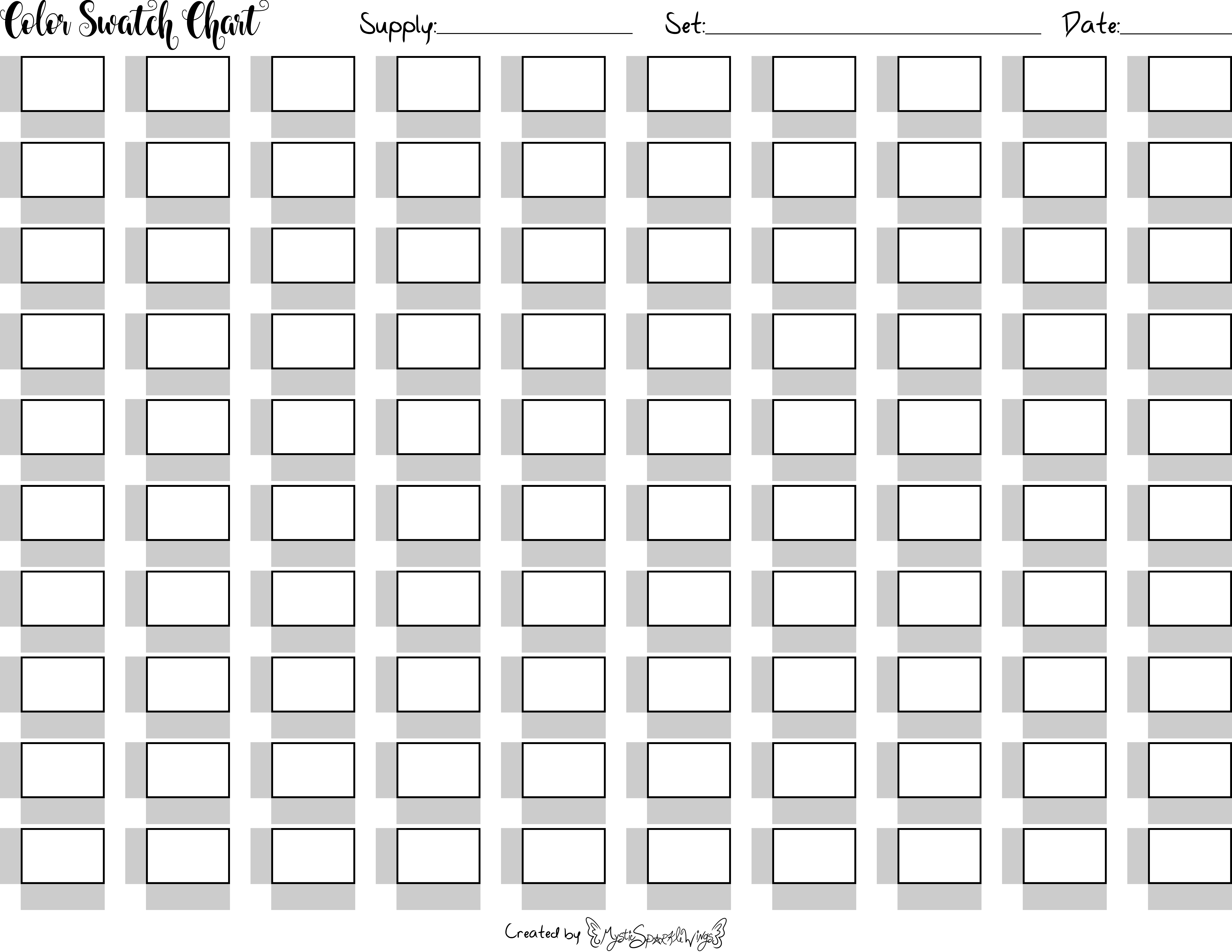 Printable Blank Color Swatch Chart Customize and Print