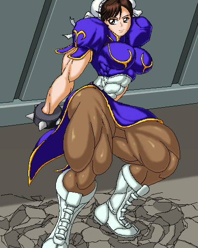 Chun-li lifting huge Container