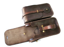 Steampunk leather twin pouch 5