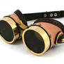 Steampunk Brass Goggles tan interchangable lenses