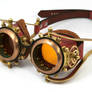 Steampunk goggles rusty-brown leather brass gears