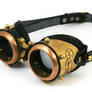 Steampunk goggles black leather brass plating