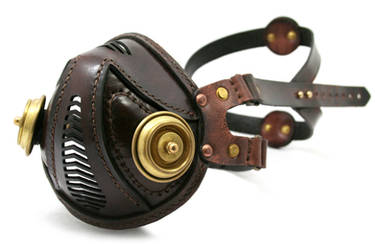 Steampunk Leather Mask brown brass filters