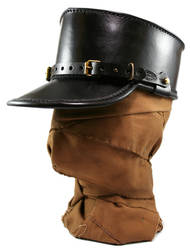 STEAMPUNK LEATHER KEPI - black leather