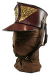 STEAMPUNK LEATHER SHAKO - polished brass and gears