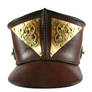 STEAMPUNK LEATHER SHAKO - polished brass and gear2