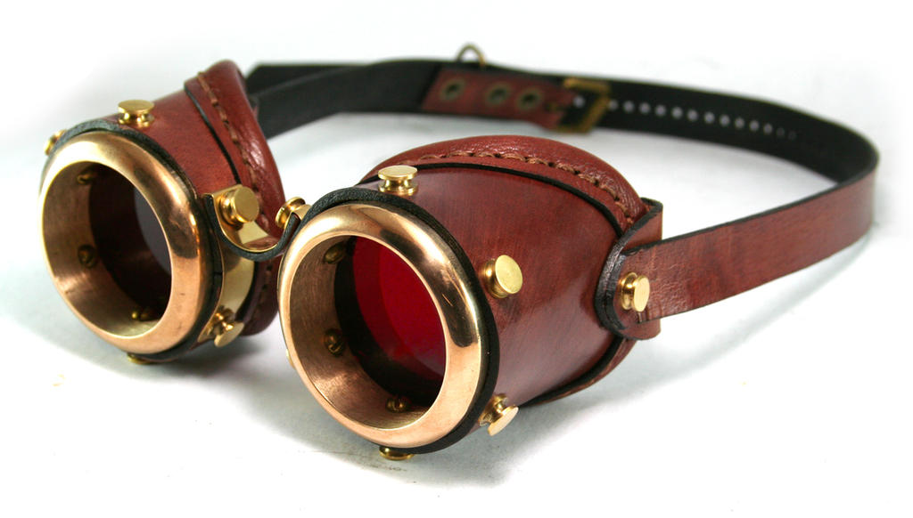 Steampunk goggles saddle brown leather by AmbassadorMann on DeviantArt