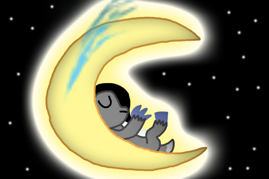 Azeryn sleeping on the moon