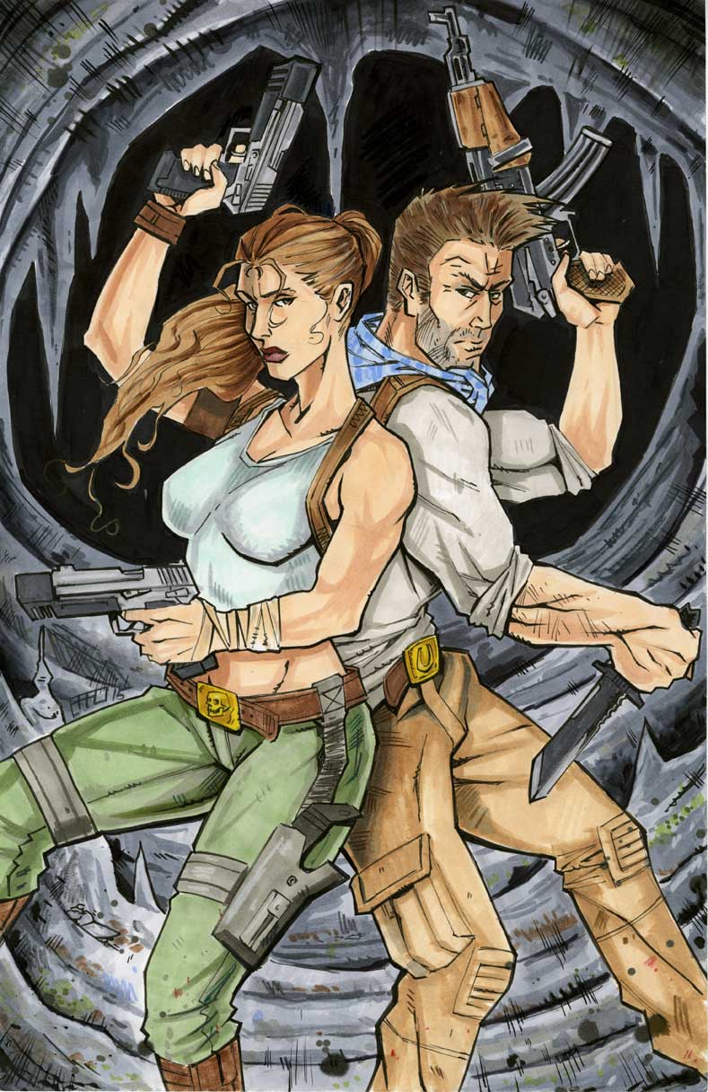 Laura Croft and Nathan Drake