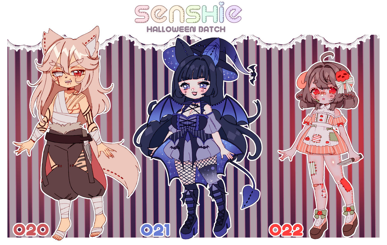 FREE SB Senshie adoptables 020 to 022 / CLOSED by suit-su on DeviantArt
