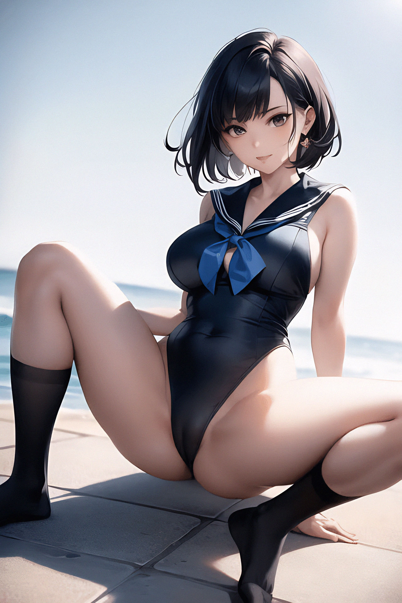 anime girl in black ankle socks spreading legs by arseholeartist on