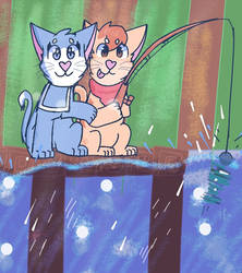 Mara nd pascal fishing time!(Super cat tales paws)