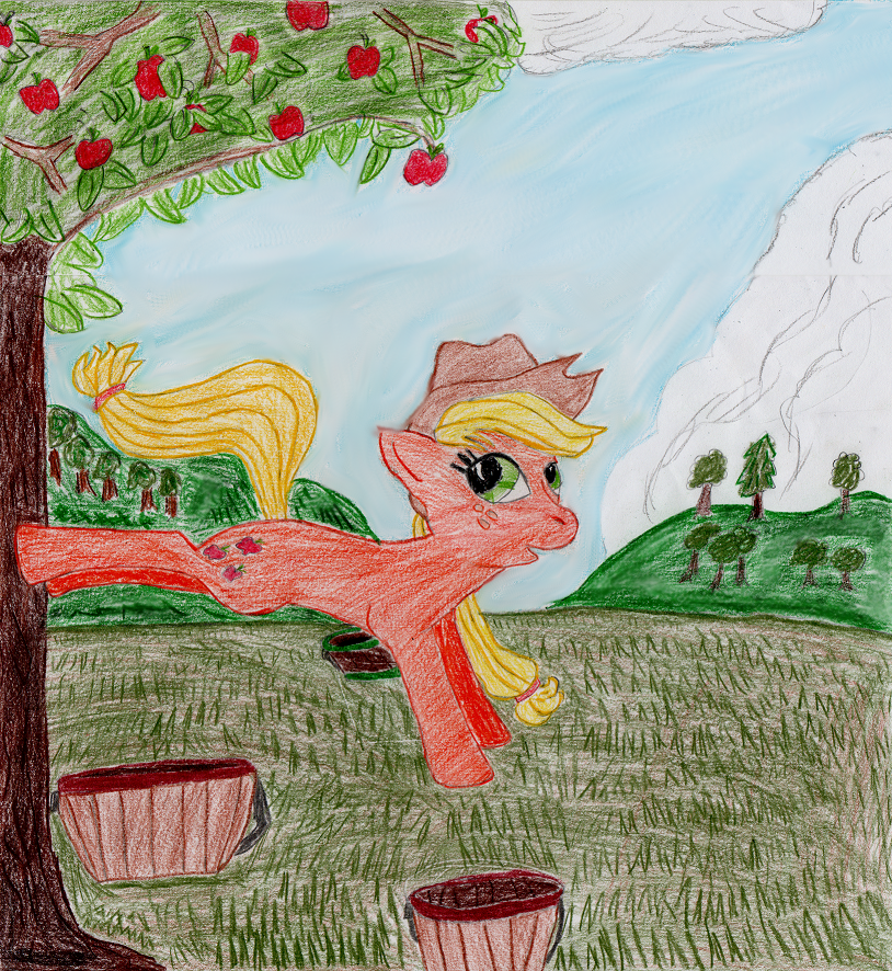 Applejack bucking for apples