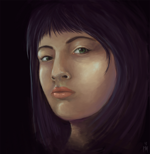 Portrait: green eyed girl