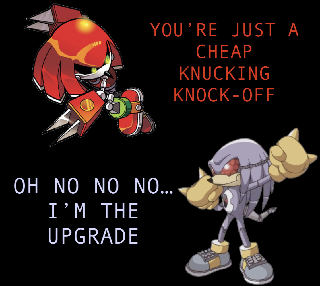 Metal Knuckles Vs Mecha Knuckles  Sonic, Sonic adventure, Sonic